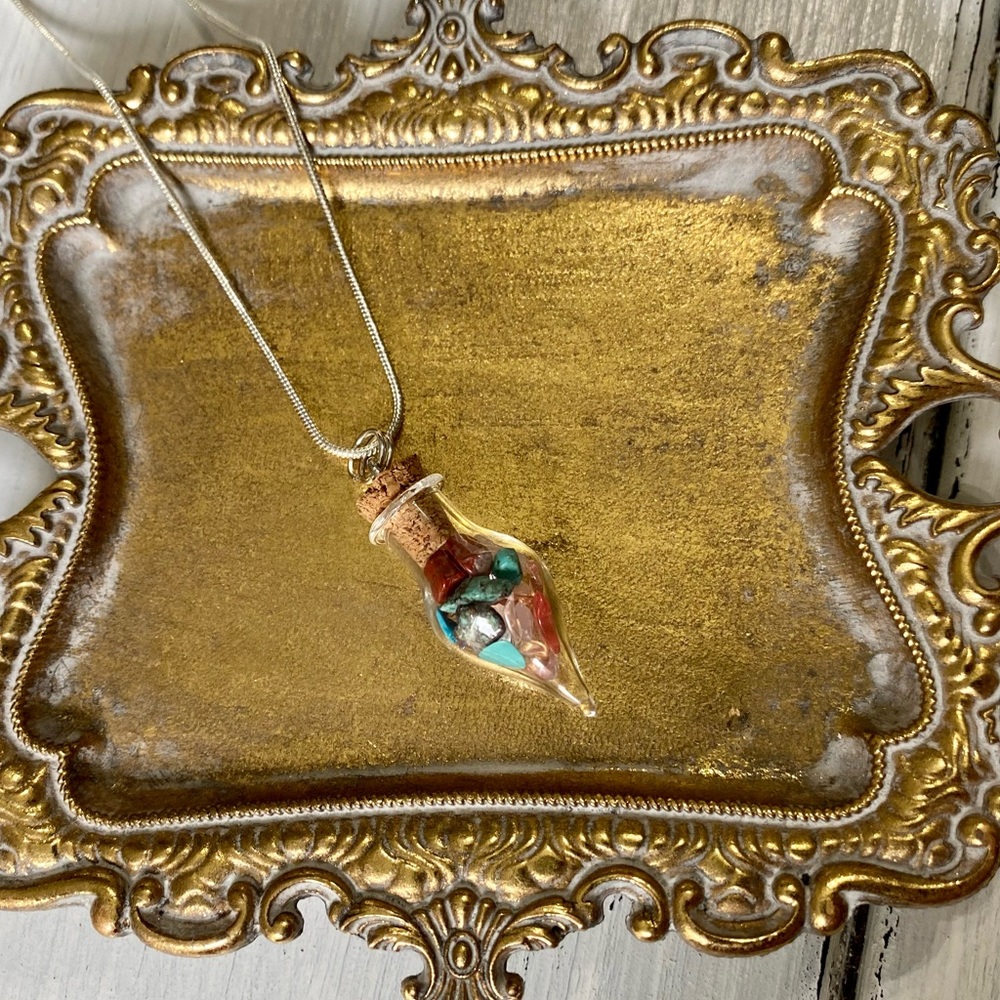 Crystal filled pendant necklace